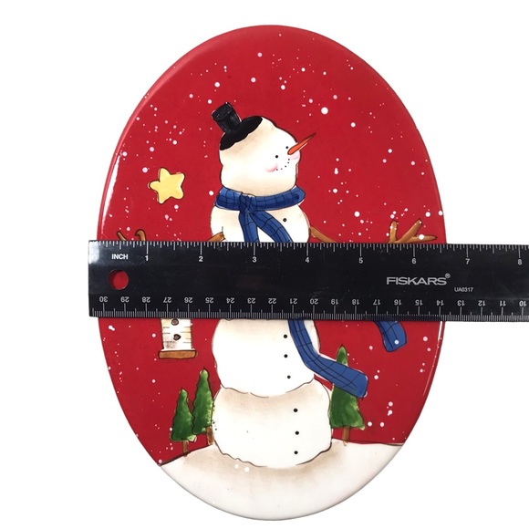 Certified International Hilltop Snowman Oval Cheese Plate by Janet Wecker Frisch - Picture 4 of 4
